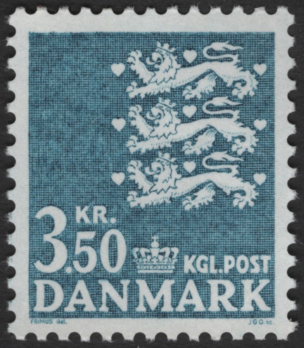 SCG3667 - Denmark 3.50 Kr Lions Coat of Arms Stamp