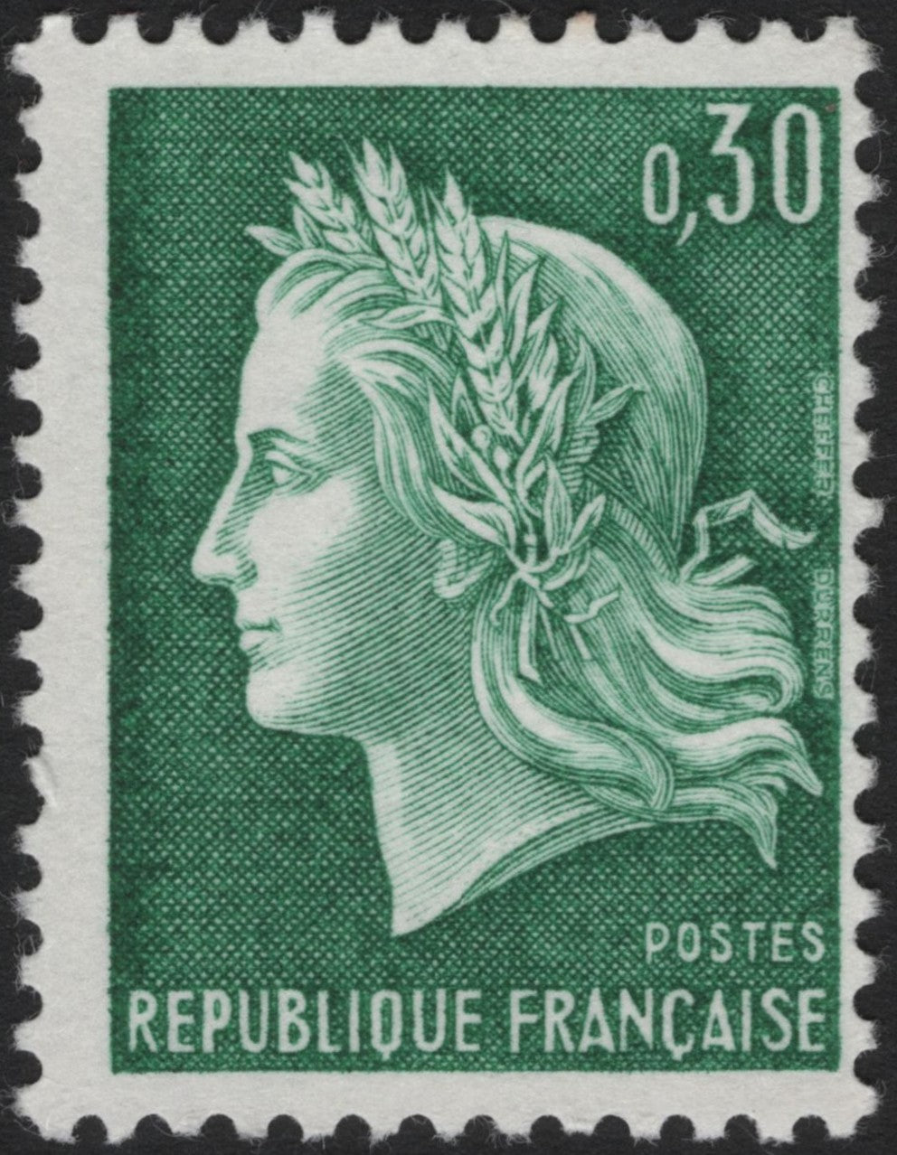 SCG3750 - France 1938–1941 Marianne de Dulac – 0.30 Franc Green