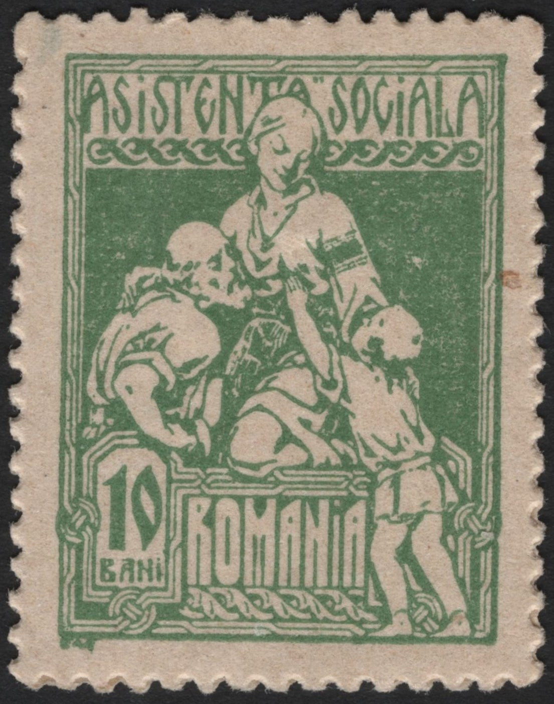 SCG3758 - Romania 1927 – Social Assistance, 10 Bani (Green)