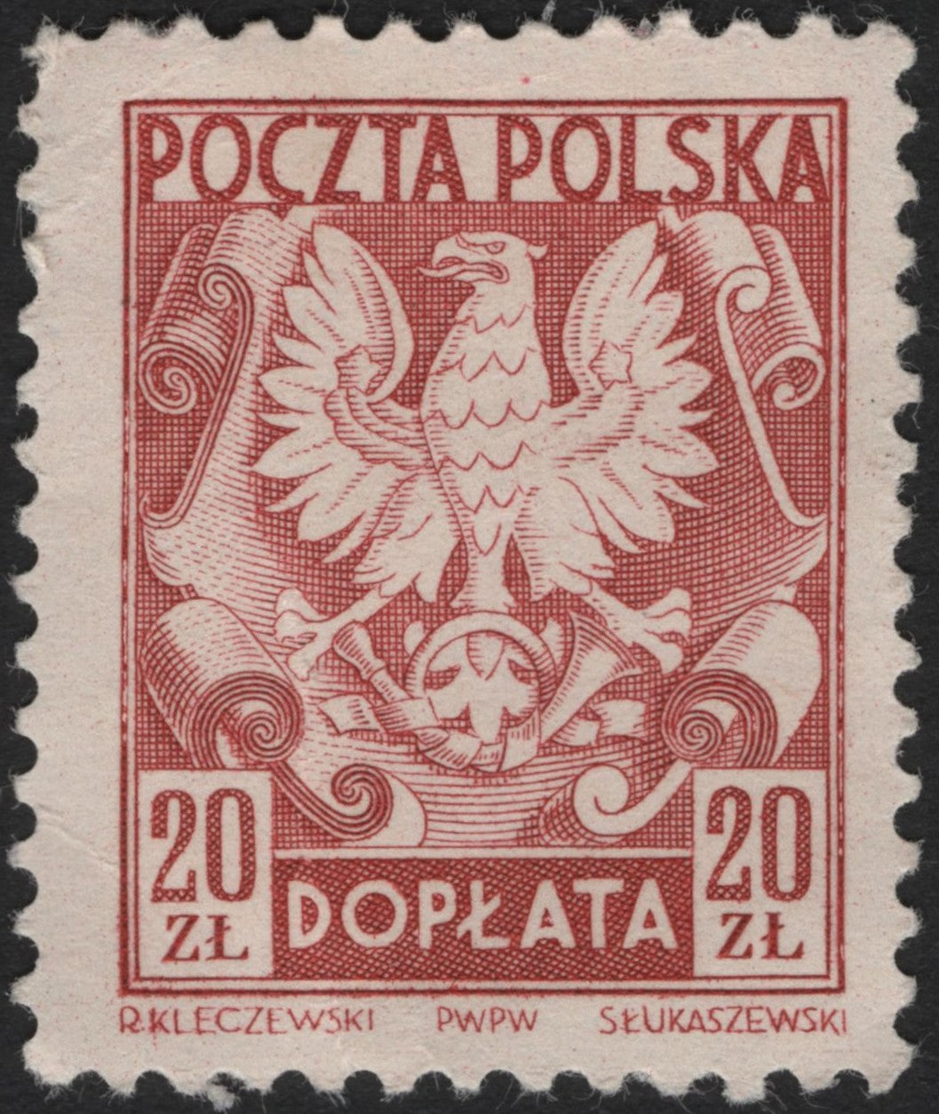 SCG3743 - Poland 20 Zł Doplata (Postage Due) – Polish Eagle Design