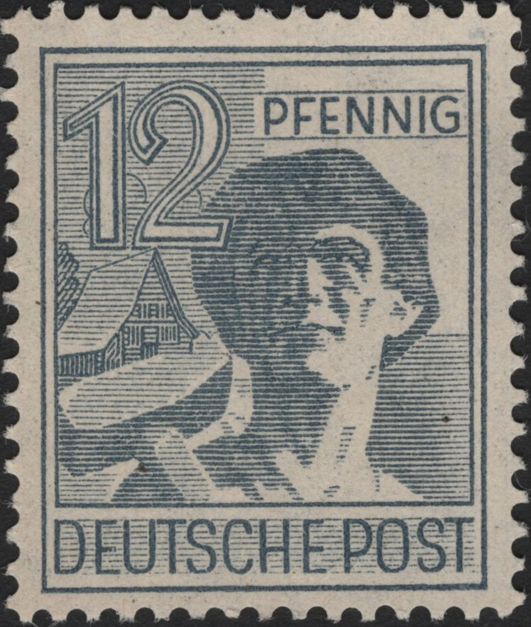SCG3745 - Germany 1948 – Worker Series, 12 Pfennig "Farmer with Scythe"