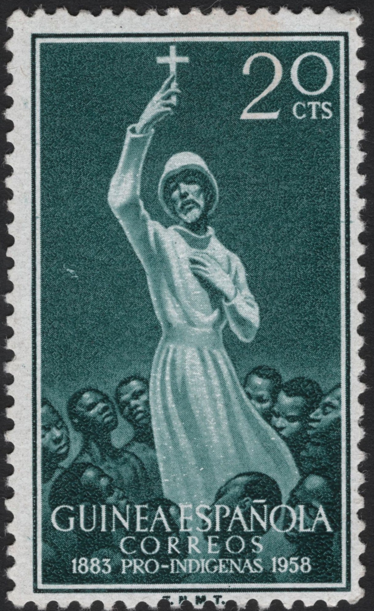 SCG3864 - 1958 Spanish Guinea "Pro-Indígenas" Missionary Stamp – 20 Céntimos