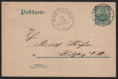 SCG3794 - German Empire 1905 Postal Card – Koetzting Postmark