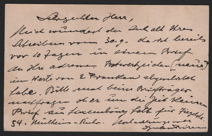 SCG3800 - Luxembourg 1922 Postal Card – 10c Orange (Luxembourg-Ville Cancel)