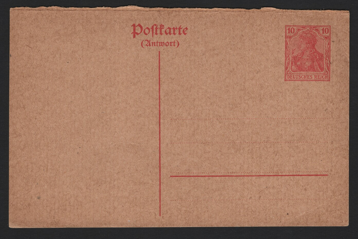SCG3802 - Germany 10 Pfennig Reply Postal Card (Deutsches Reich) – Germania Issue