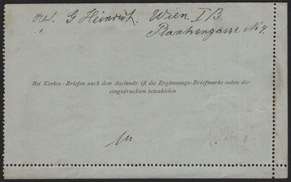 SCG3805 - Austria 1890 – 5 Kreuzer "Karten-Brief" Postal Stationery (Vienna to Wolfenbüttel, Braunschweig)