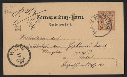 SCG3806 - Austria 1889 Postal Card – 2 Kreuzer Brown (Novoselitz to Vienna)