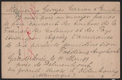 SCG3815 - Germany 1889 Postal Card to France