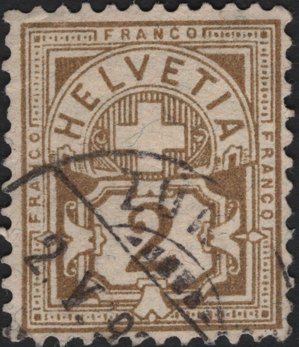SCG3823 - Switzerland 1907 – Cross and Numeral 2c Brown (Helvetia Issue)