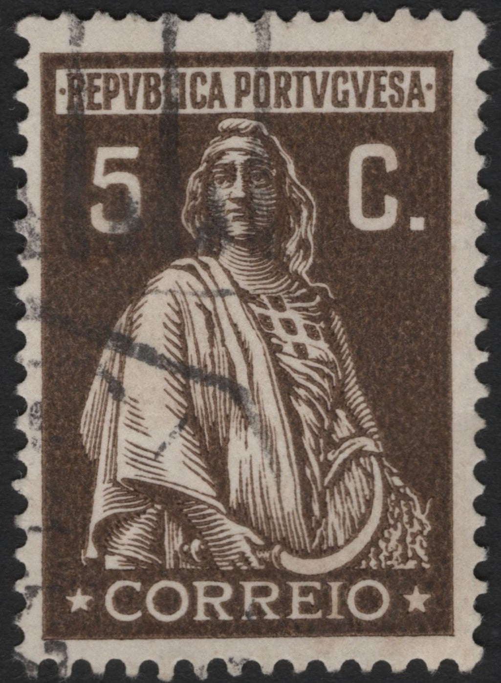 SCG3827 - Portugal 1910s "Ceres" Issue – 5 Centavos Brown