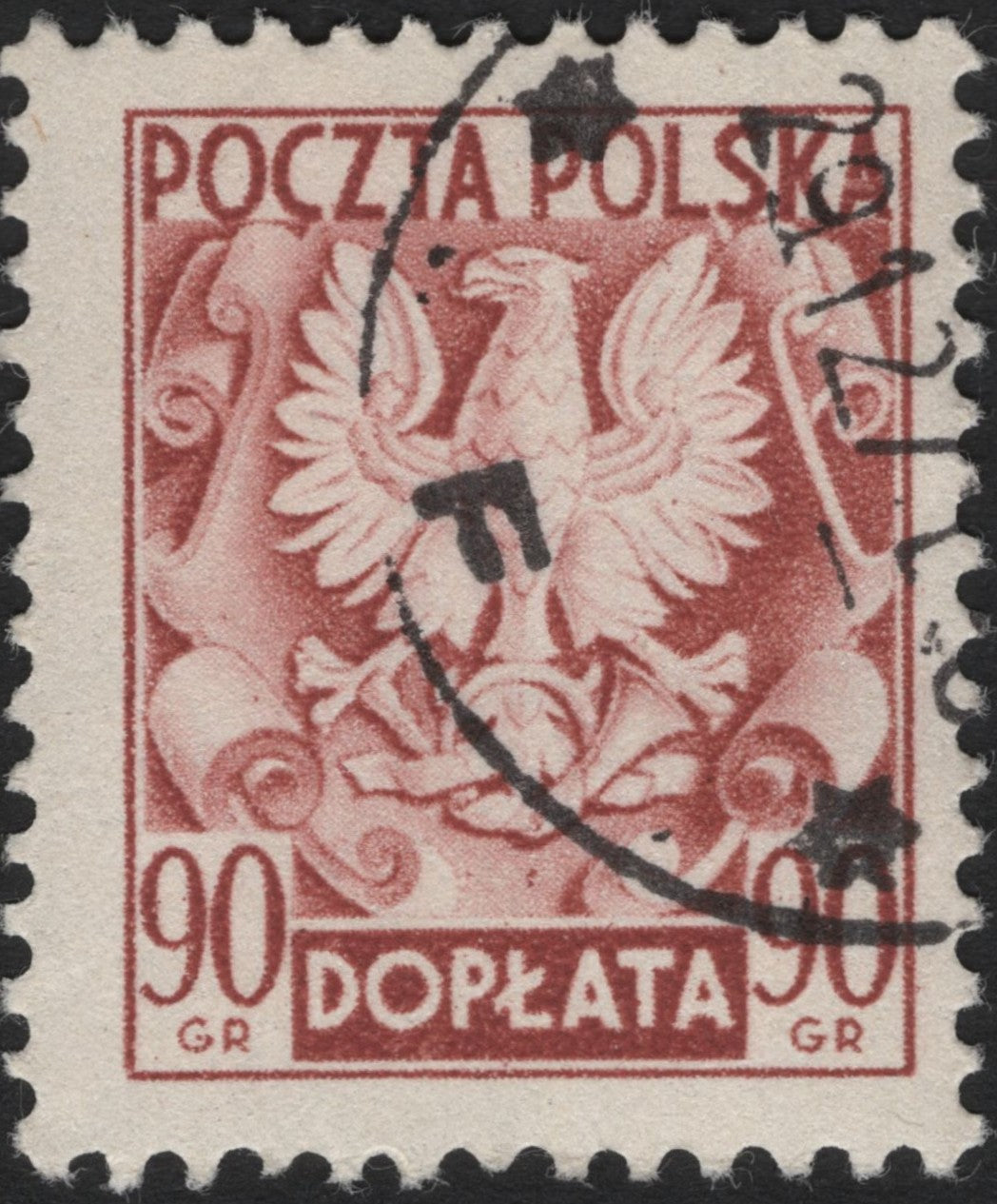 SCG3845 - Poland 1920s Postage Due – 90 Groszy