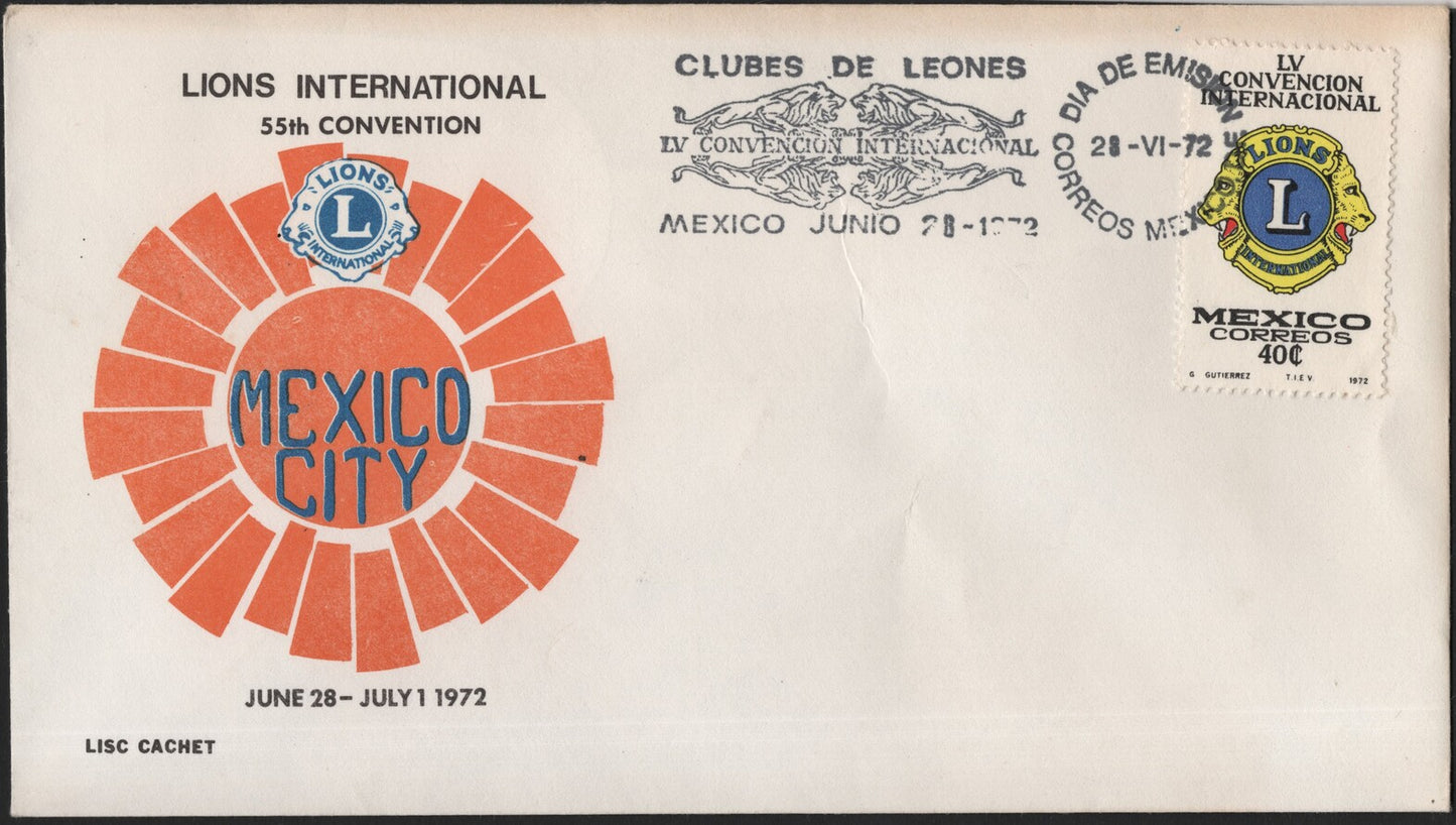SCG3918 - Mexico 1972 – Lions International 55th Convention, Mexico City (First Day Cover)