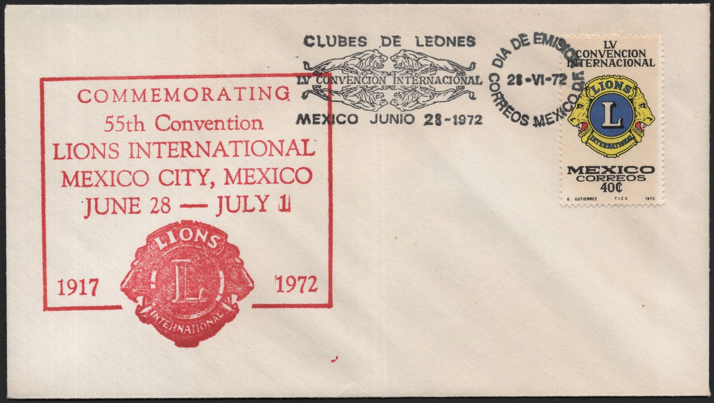 SCG3920 - Mexico 1972 – Lions International 55th Convention First Day Cover