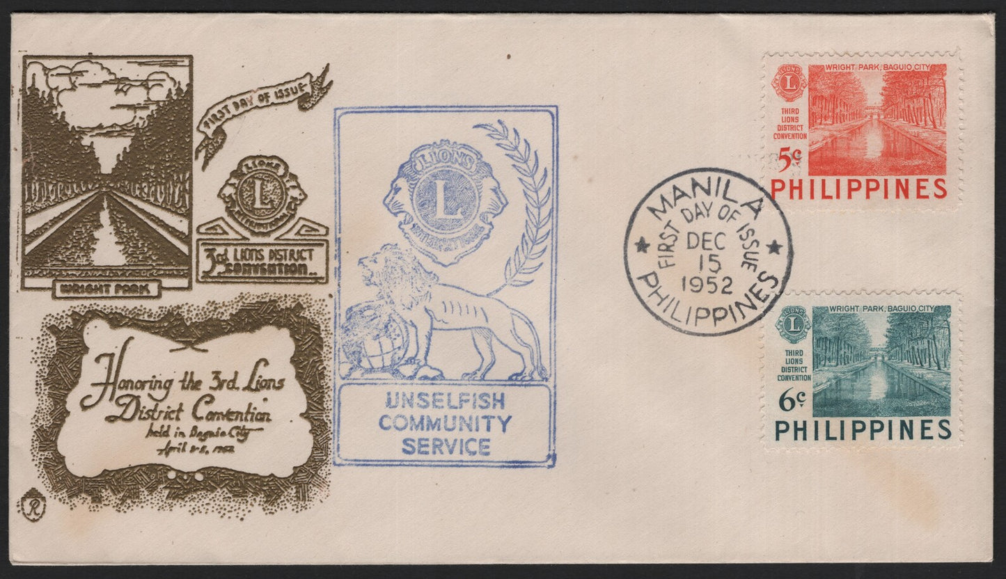 SCG3923 - Philippines 1952 – Third Lions District Convention FDC