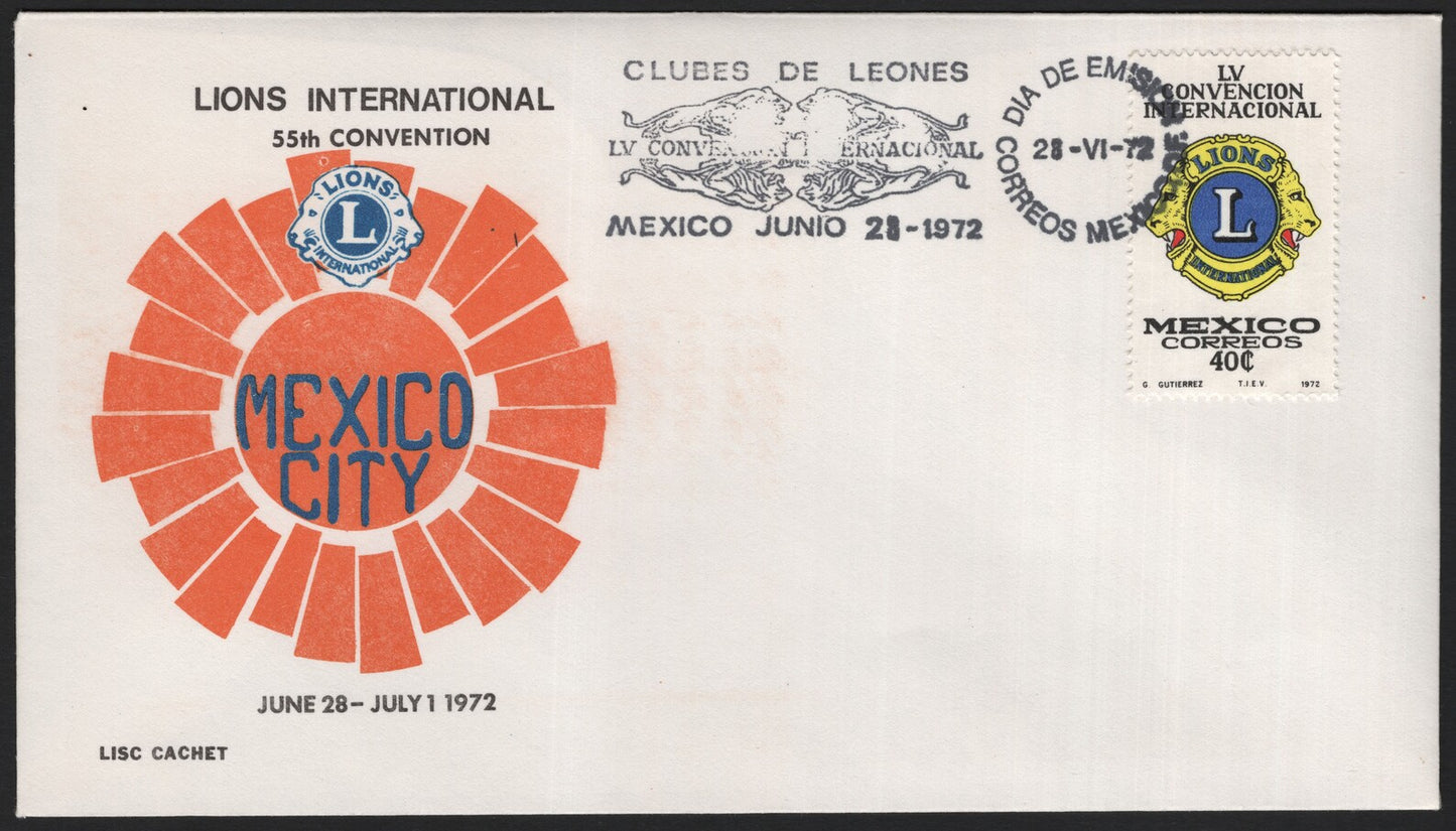 SCG3930 - Mexico 1972 – Lions International 55th Convention, Mexico City – First Day Cover