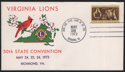 SCG3932 - Virginia Lions 50th State Convention – First Day Cover (1973)