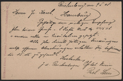 SCG3941 - Austria 1902 – 5 Heller Green Postal Card to Hamburg