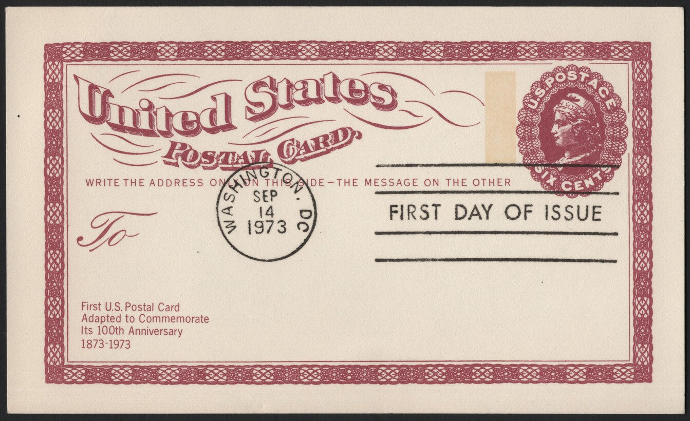 SCG3943 - United States – 1973 Postal Card  100th Anniversary of the First U.S. Postal Card (1873–1973)