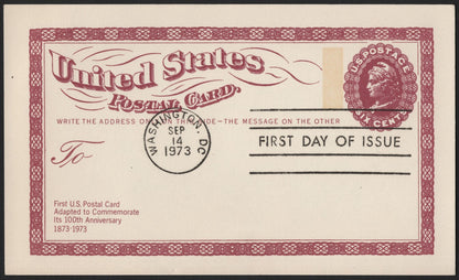 SCG3943 - United States – 1973 Postal Card  100th Anniversary of the First U.S. Postal Card (1873–1973)