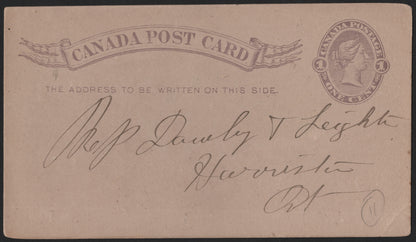SCG3946 - Canada 1¢ Postal Card – Queen Victoria (circa 1876–1890s)