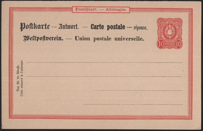 SCG3947 - Germany 10 Pfennig Postal Reply Card – UPU Issue (c. 1890s–1900s)
