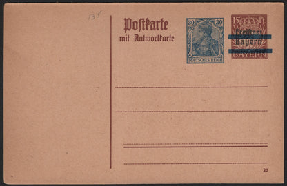 SCG3960 - Germany – Postal Card with Bavaria Overprint (c. 1920s)