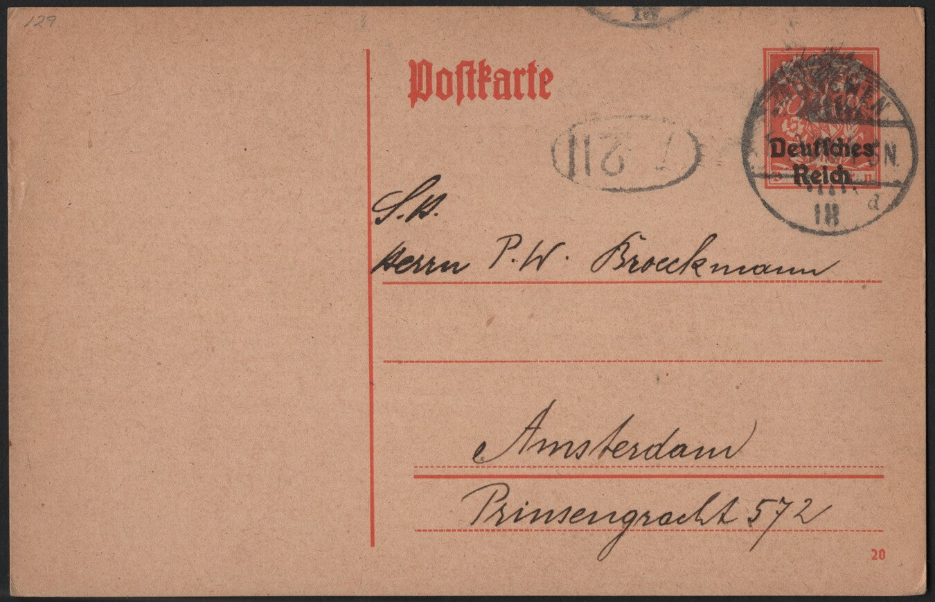 SCG3965 - Germany 1918 Postal Card – Deutsches Reich