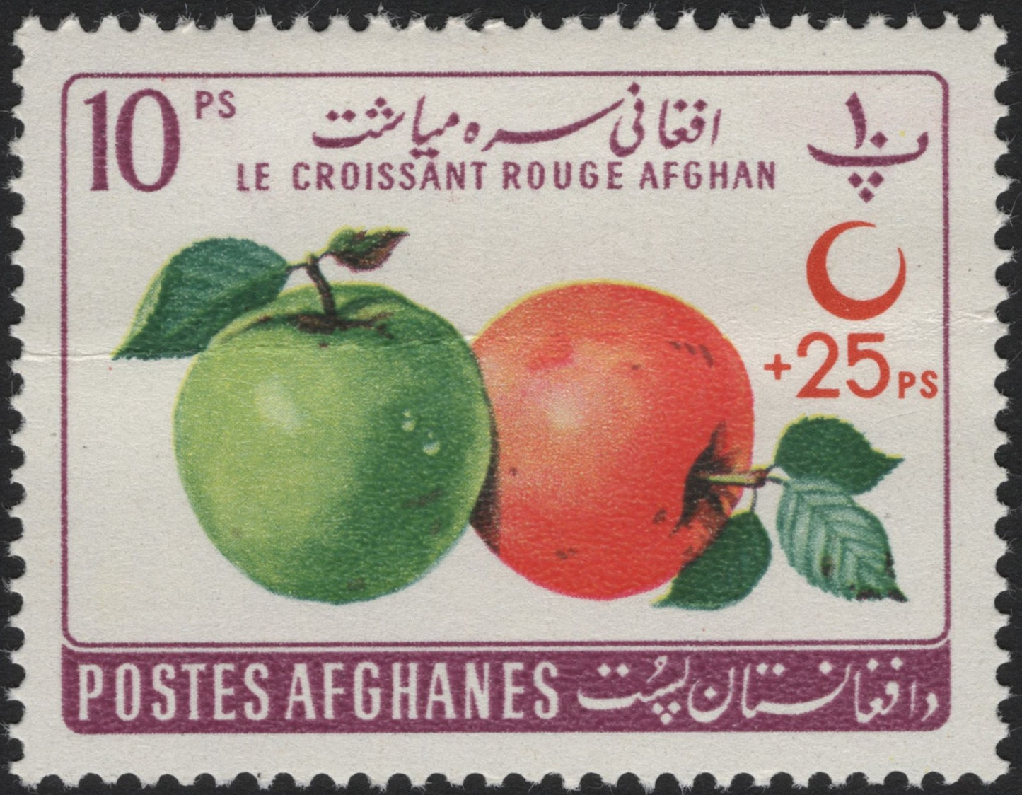 SCG4023 - Afghanistan 1963 Red Crescent Fund Semi-Postal – Apples