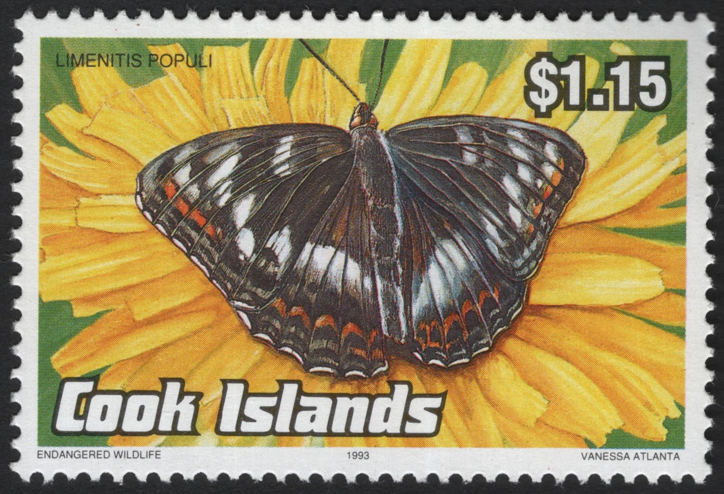 SCG4107 - Cook Islands 1993 – Limenitis Populi Butterfly ($1.15)