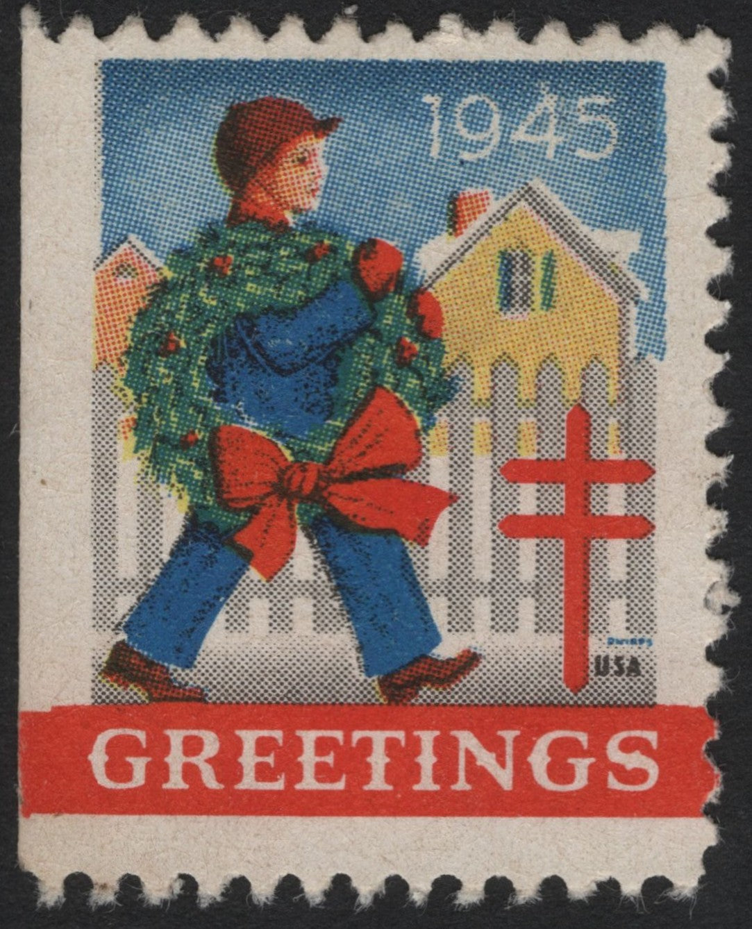 SCG4128 - USA 1945 Christmas Seal – Boy with Wreath
