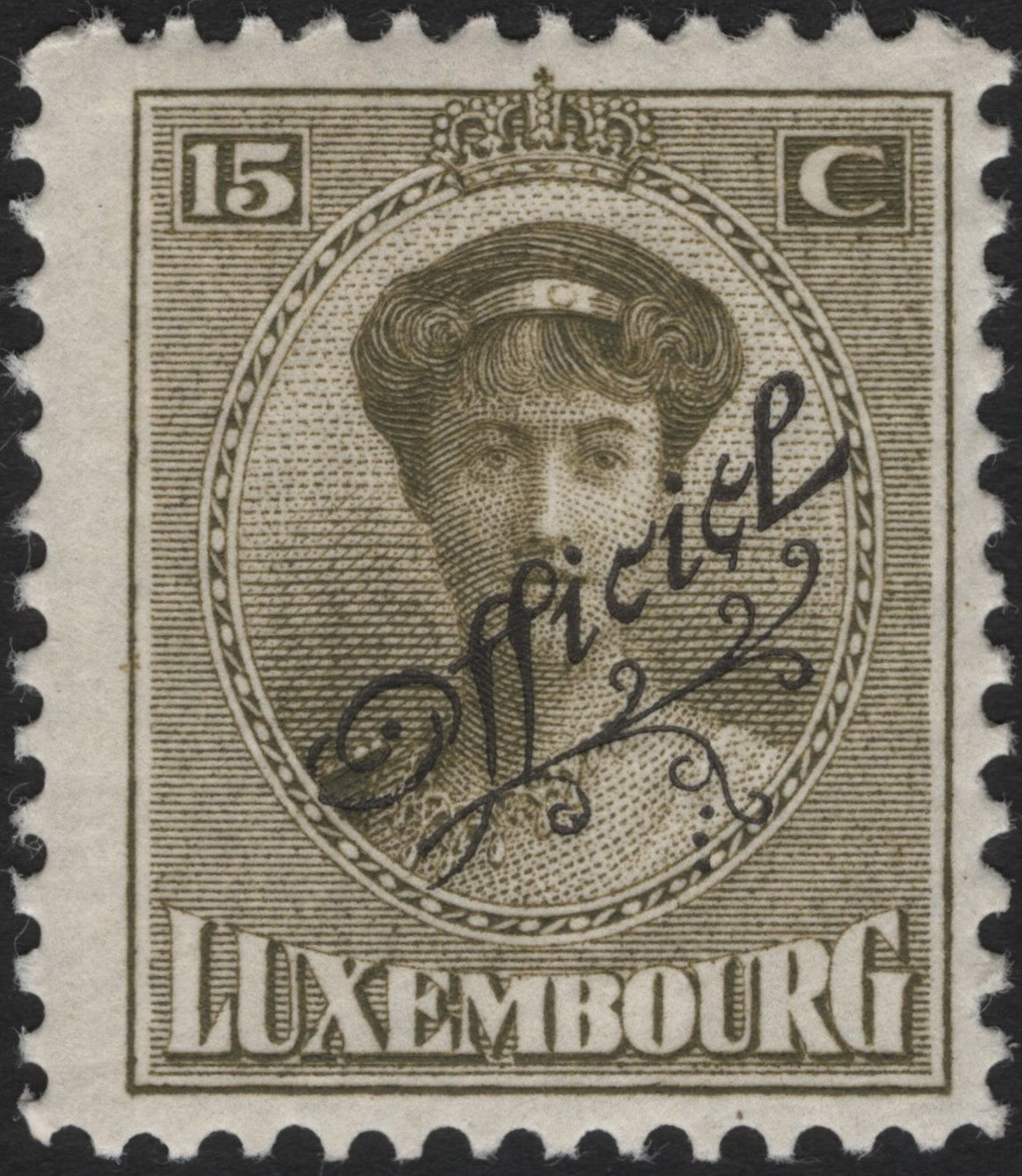 SCG4212 - Luxembourg 1914 Official Stamp – Grand Duchess Marie-Adélaïde (15 Centimes, Overprinted “Officiel”)