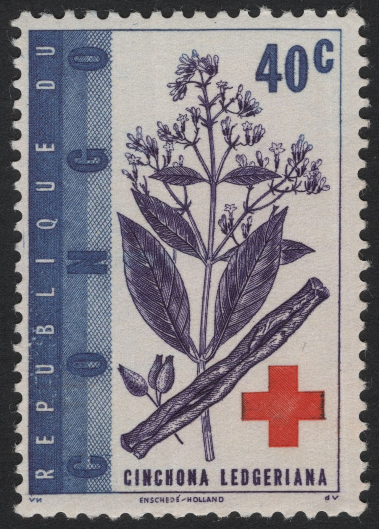 SCG4271 - Congo 1960s Red Cross – Cinchona Ledgeriana (40 Centimes)