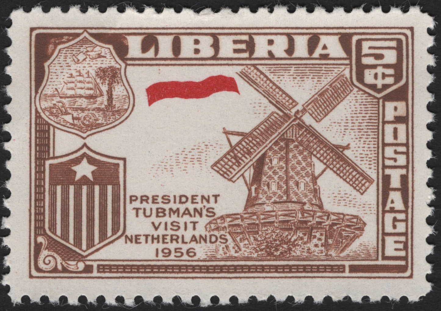 SCG4310 - Liberia 1956 – President Tubman’s Visit to the Netherlands (5¢)
