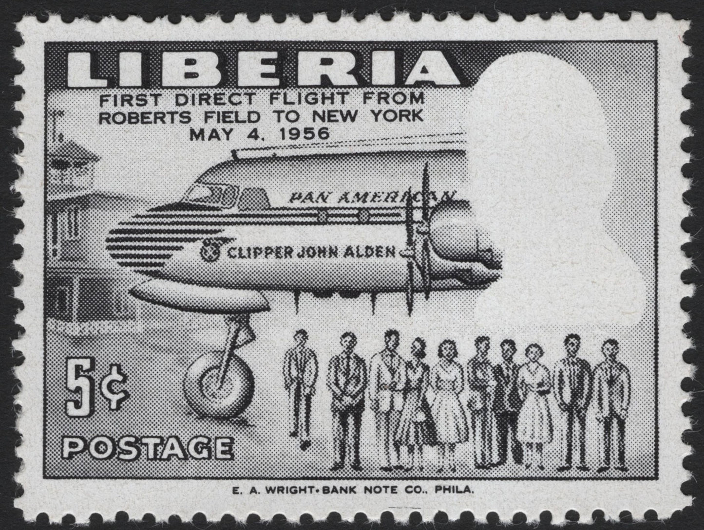 SCG4321 - Liberia 1956 – First Direct Flight Roberts Field to New York (Pan Am Clipper John Alden) – 5¢