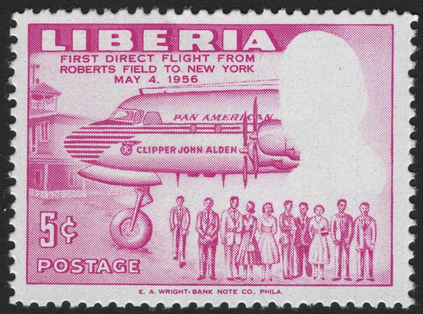 SCG4322 - Liberia 1956 – First Direct Flight Roberts Field to New York (5¢)