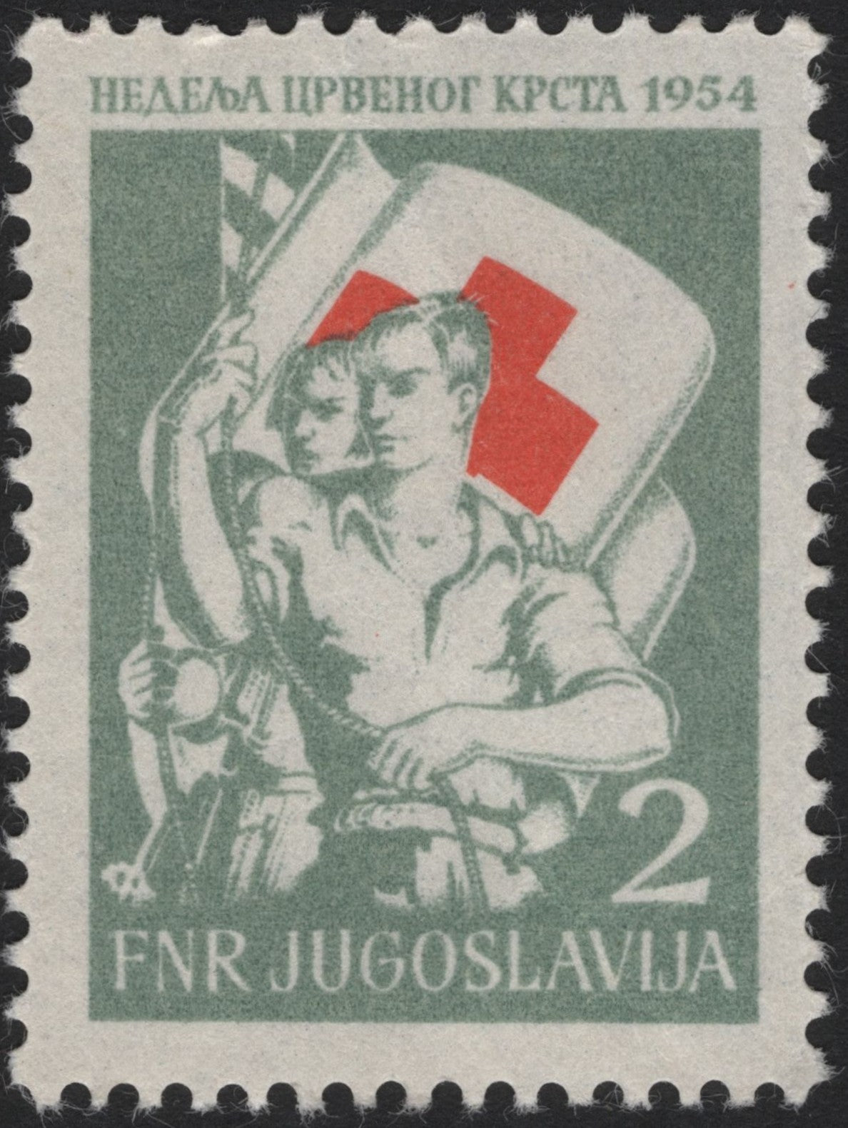 SCG4272 - 1954 Yugoslavia Red Cross Week – 2 Dinar Stamp
