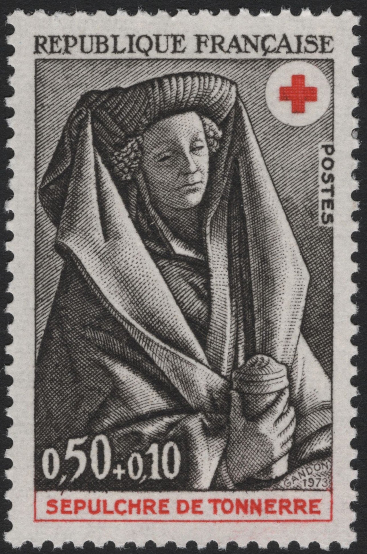 SCG4274 - France 1973 Red Cross Semi-Postal – Sépulchre de Tonnerre