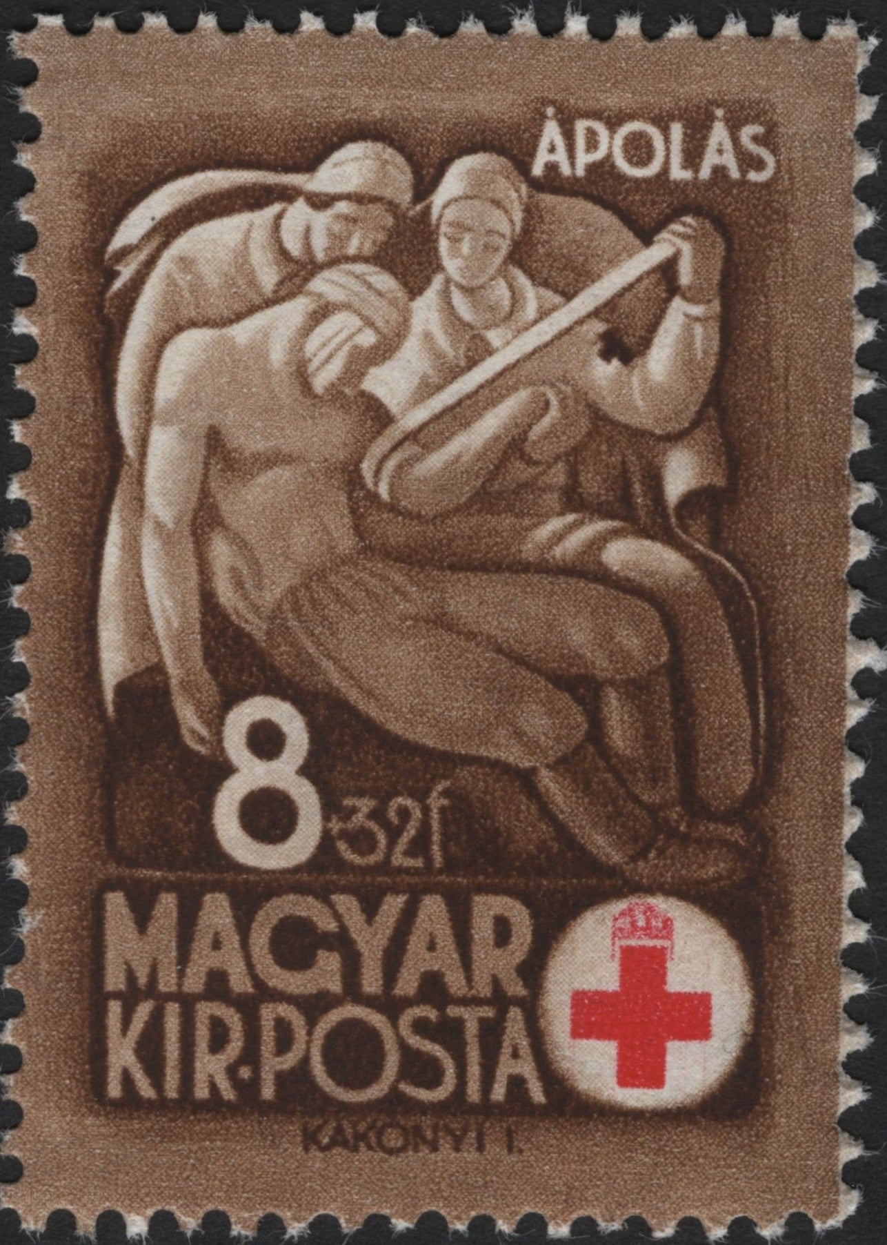SCG4278 - Hungary 1932 – Red Cross Nursing Stamp (8+32f)