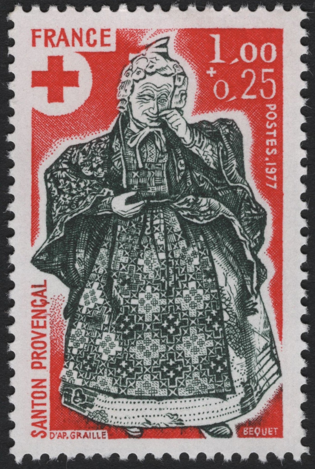 SCG4283 - France 1977 – Red Cross "Santon Provençal" Semi-Postal Stamp