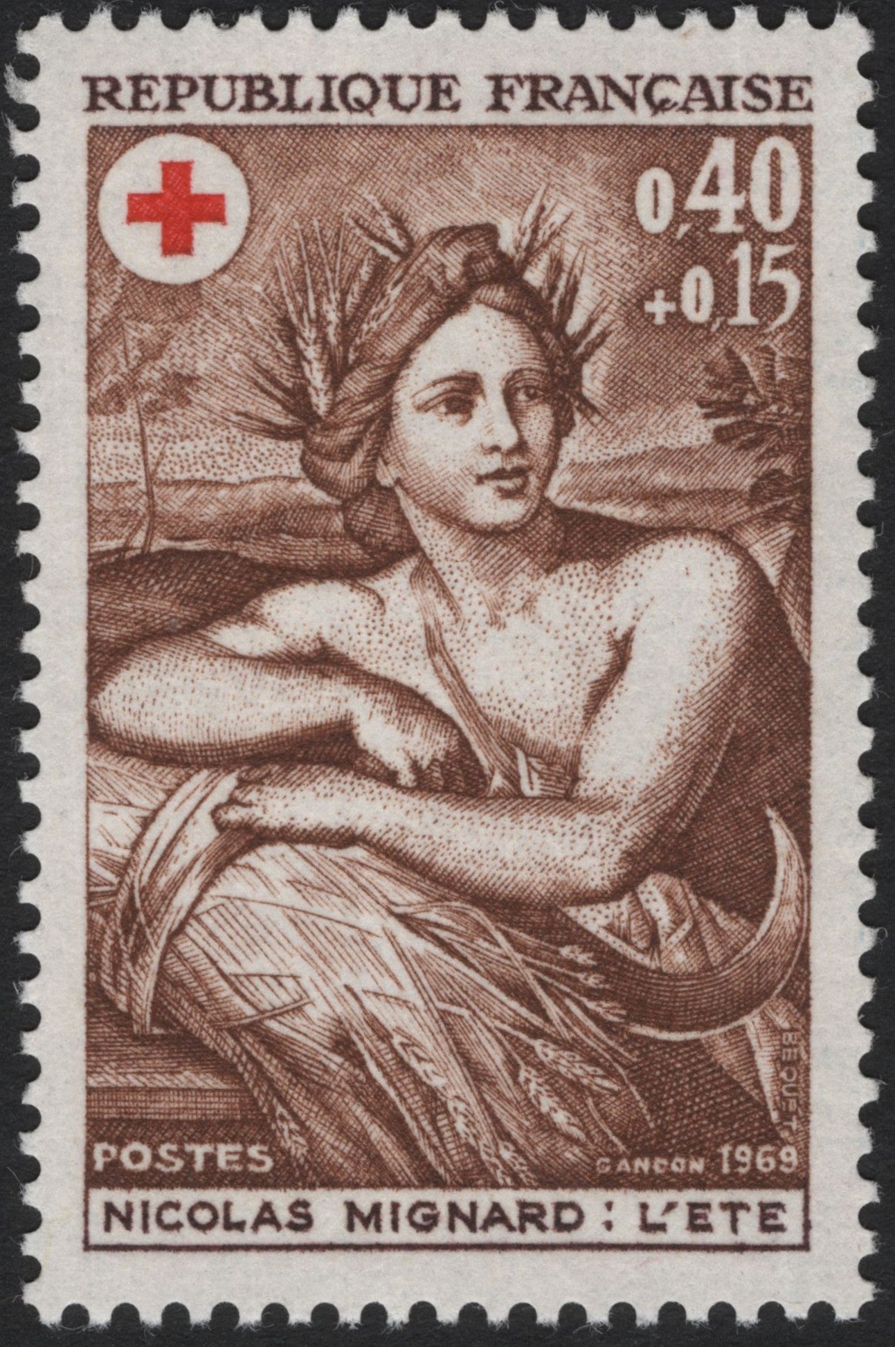 SCG4267 - France 1969 Red Cross Semi-Postal – “L’Été” by Nicolas Mignard