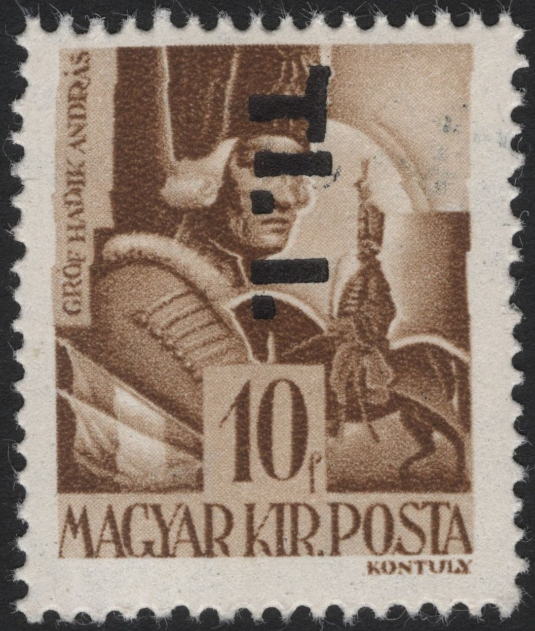 SCG4334 - Hungary 1943 – Count Hadik András 10f Brown Overprinted
