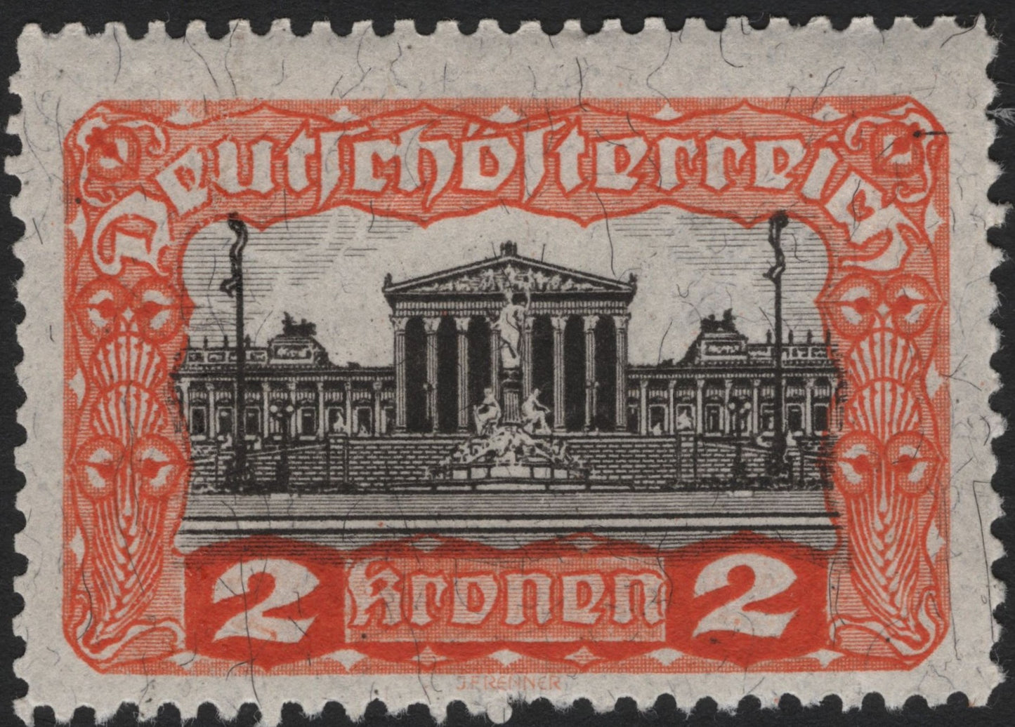 SCG4355 - Austria 1919 – 2 Kronen Parliament Building Stamp