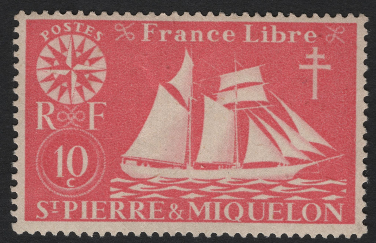 SCG4384 - Saint Pierre & Miquelon 1941 – "France Libre" Sailing Ship, 10c