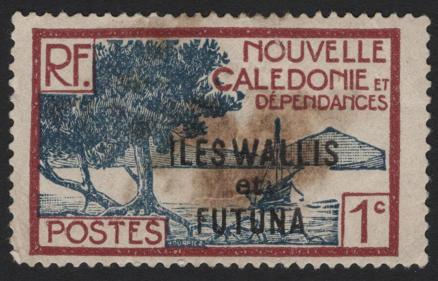 SCG4377 - Wallis and Futuna Overprint on New Caledonia 1c Stamp