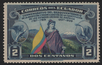 SCG4408 - 🇪🇨 Ecuador – 1937–1939 Sesquicentennial of the U.S. Constitution  2 Centavos & 5 Centavos Airmail Commemoratives