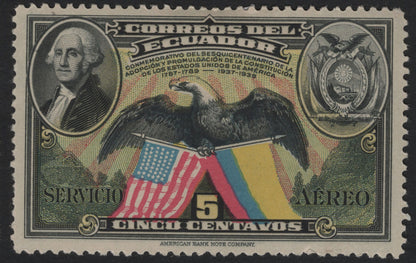 SCG4408 - 🇪🇨 Ecuador – 1937–1939 Sesquicentennial of the U.S. Constitution  2 Centavos & 5 Centavos Airmail Commemoratives