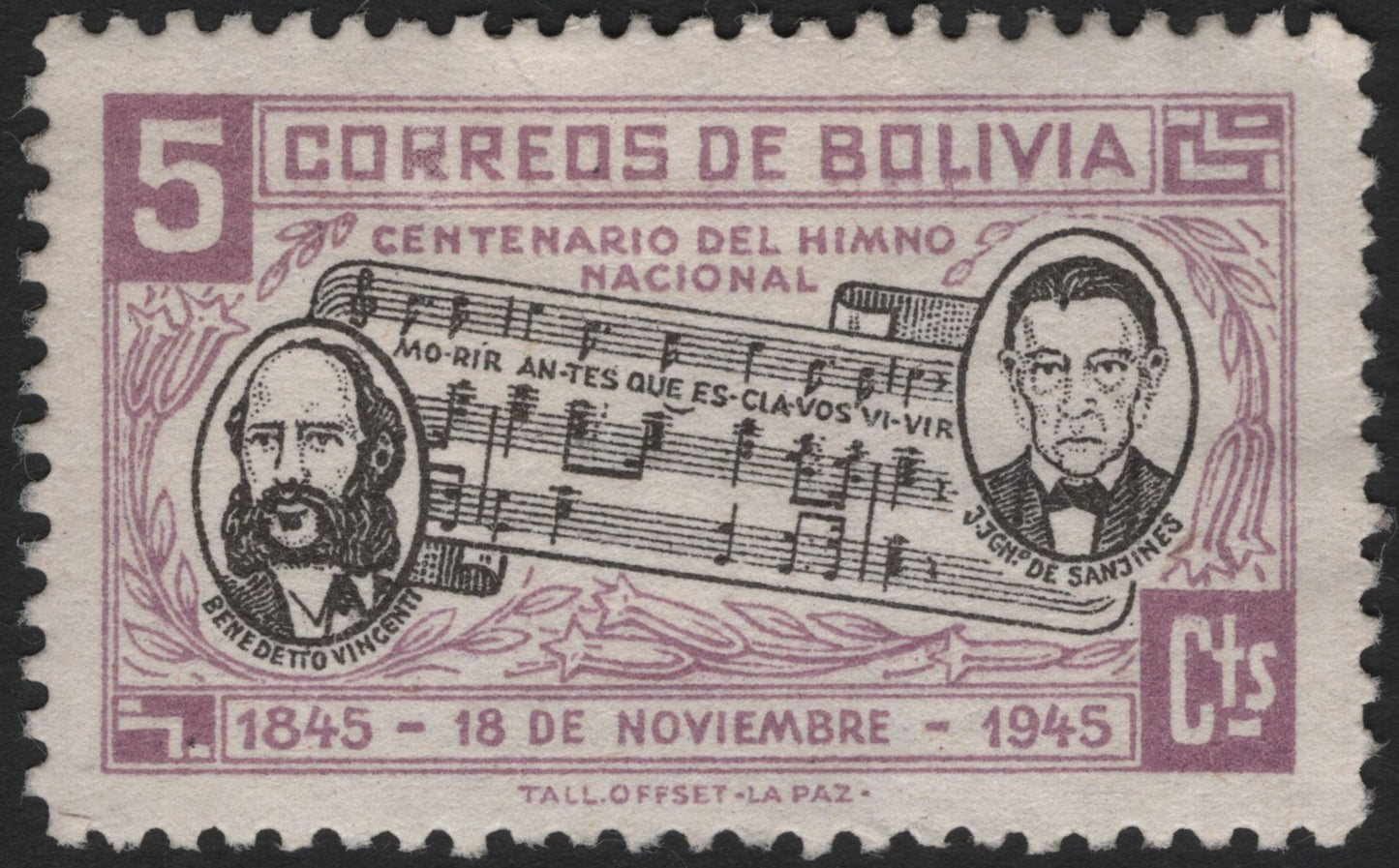 SCG4389 - Bolivia 1945 – Centenary of the National Anthem (Set of 4)