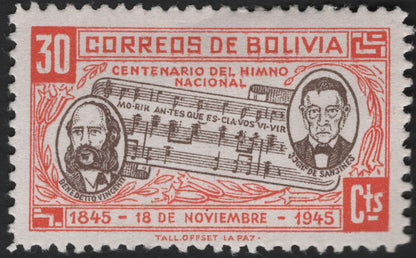 SCG4389 - Bolivia 1945 – Centenary of the National Anthem (Set of 4)