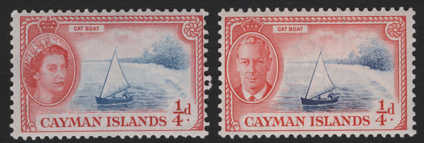 SCG4398 - Cayman Islands 1950s–1960s “Cat Boat” Stamps – King George VI & Queen Elizabeth II