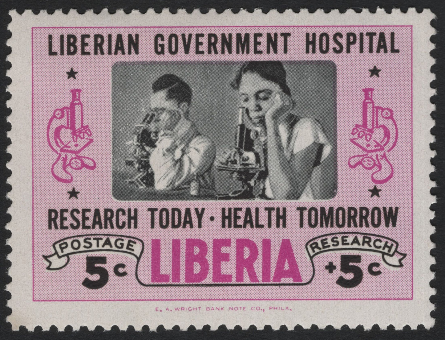 SCG4448 - Liberia 1960s – Government Hospital “Research Today, Health Tomorrow” 5c + 5c Stamp
